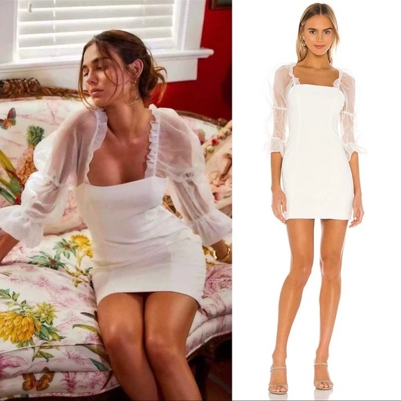 Amanda Uprichard Dresses & Skirts - Amanda Uprichard Tia Puff Sleeve Mini Dress in White Women's Size small Bridal